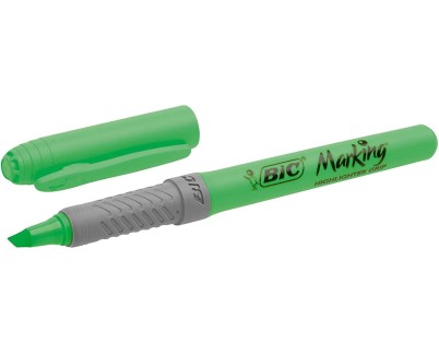 Bic Highlighter Grip Marcador Fluorescente - Tinta con Base de Agua - Punta Biselada - Trazo entre 1.60 y 3.30 mm - Color Verde