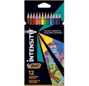 Bic Intensity Color Up Caja de 12 Lapices Triangulares de Colores Surtidos - Fabricados en Resina - Mina Ultraresistente de 3.20mm