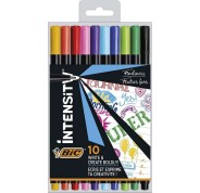 Bic Intensity Fine Pack de 10 Rotuladores - Punta Fina de 0.8mm - Trazo de 0.4mm - Tinta con Base de Agua - Colores Surtidos