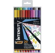 Bic Intensity Fine Pack de 20 Rotuladores - Punta Fina de 0.8mm - Trazo de 0.4mm - Tinta con Base de Agua - Colores Surtidos