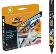 Bic Intensity Pack de 8 Marcadores de Pintura - Punta Media - Tinta con Base de Agua - 98% de Materiales Reciclados - Colores Surtidos