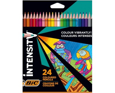 Bic Intensity Triangle Caja de 24 Lapices para Colorear Triangulares - Mina de 3.20mm - Fabricados sin Madera - Colores Surtidos