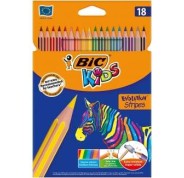 Bic Kids Evolution Stripes Caja de 18 Lapices de Colores surtidos - Fabricados en Resina - Punta Ultraresistente - Mina Pigmentada de 3.20 mm