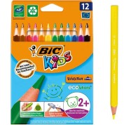 Bic Kids Evolution Triangle Pack de 12 Lapices de Colores Triangulares - Punta Ultraresistente - Sin Madera