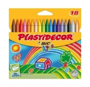 Bic Kids Plastidecor Caja de 18 Lapices de Cera - Extraresistentes - Facil de Sacar Punta - No Mancha