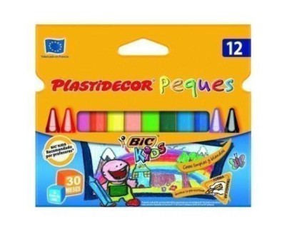 Bic Kids Plastidecor Peques Caja de 12 Lapices de Cera Triangulares - Ideal Ni&ntilde;os Peque&ntilde;os - Textura blanda - No Mancha