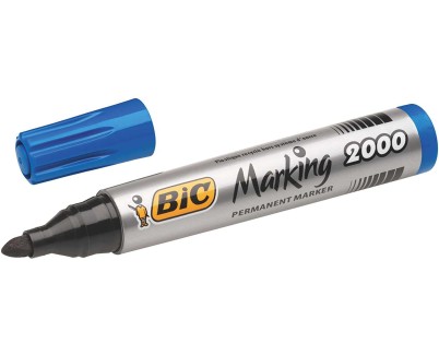 Bic Marking 2000 Ecolutions Rotulador Permanente - Tinta con Base de Alcohol - Ecologico - Secado Rapido - Color Azul