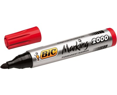 Bic Marking 2000 Ecolutions Rotulador Permanente - Tinta con Base de Alcohol - Ecologico - Secado Rapido - Color Rojo