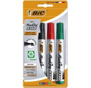 Bic Marking 2300 Ecolutions Pack de 4 Rotuladores Permanentes - Punta Biselada - Tinta con Base de Alcohol - Ecologico - Colores Surtidos