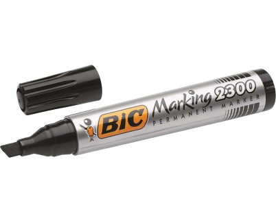 Bic Marking 2300 Ecolutions Rotulador Permanente - Punta Biselada - Trazo 3,7 - 5,5mm - Tinta con Base de Alcohol - Secado Rapido - Color Negro