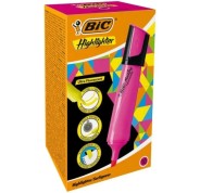 Bic Marking Highlighter Flat Marcador Fluorescente - Punta Biselada - Trazo entre 1.70 y 4.80 mm - Tinta con Base de Agua - Color Rosa