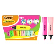 Bic Marking Highlighter Flat Pack de 8 Marcadores Fluorescentes - Punta Biselada - Trazo entre 1.20 y 4.60 mm - Tinta con Base de Agua - Color Surtidos Neon y Pastel