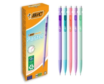 Bic Matic Pastel Portaminas 0.7mm HB con Goma - Punta Retractil - Cuerpo de Colores Pastel Surtidos