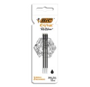 Bic Pack de 3 Recambios para Boligrafo Cristal Re´new - Punta Media de 1.0mm - Tinta con Base de Aceite - Color Negro