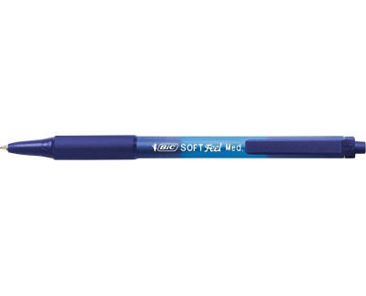 Bic Soft Feel Boligrafo Retractil - Punta Media de 1mm - Cuerpo Translucido con Grip - Color Azul