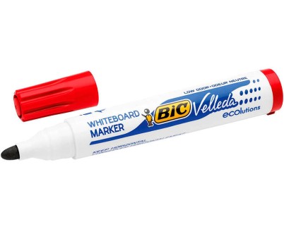 Bic Velleda 1701 ECOlutions Marcadores para Pizarra - Punta Redonda - Trazo de 1.5 mm - Tinta con Base de Alcohol - Ecologico - Borrado Optimo - Color Rojo