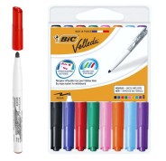 Bic Velleda 1741 Pack de 8 Rotuladores para Pizarra - Punta Media - Trazo de 1.4mm - Borrado Optimo - Colores Surtidos