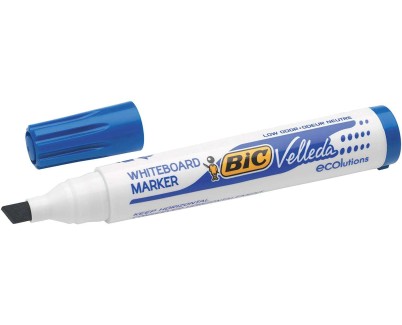 Bic Velleda 1751 ECOlutions Marcadores para Pizarra - Punta Biselada - Trazo entre 3mm y 5.5mm - Tinta con Base de Alcohol - Ecologico - Borrado Optimo - Color Azul