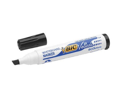 Bic Velleda 1751 ECOlutions Marcadores para Pizarra - Punta Biselada - Trazo entre 3mm y 5.5mm - Tinta con Base de Alcohol - Ecologico - Borrado Optimo - Color Negro