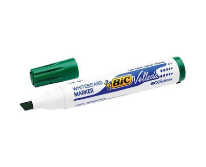 Bic Velleda 1751 ECOlutions Marcadores para Pizarra - Punta Biselada - Trazo entre 3mm y 5.5mm - Tinta con Base de Alcohol - Ecologico - Borrado Optimo - Color Verde