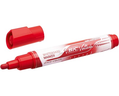 Bic Velleda Liquid Ink Marcador para Pizarra - Punta Media - Trazo 2.3mm - Tinta Liquida con Base de Alcohol - Color Rojo