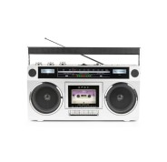 Bigben Blaster Radio Cassette Portatil Retro - Radio FM - Potencia Musical 15W - Bluetooth - Alimentacion de Corriente y Pilas