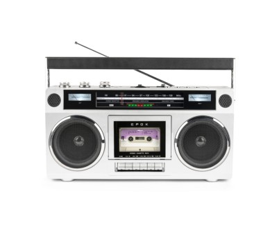 Bigben Blaster Radio Cassette Portatil Retro - Radio FM - Potencia Musical 15W - Bluetooth - Alimentacion de Corriente y Pilas