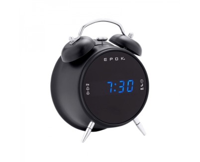 Bigben Epok Despertador Radiofonico Retro - Radio FM con Pantalla LED - Despertador por Radio o Zumbador - Funciones de Siesta y Repeticion - Color Negro