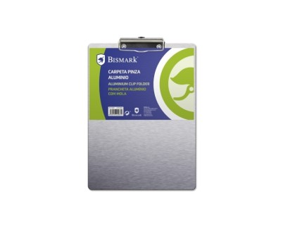 Biskmark Carpeta Sujetapapeles con Base de Aluminio y Pinza Metalica - Formato Folio