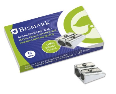 Bismark Afilalapiz Metalico Doble para Lapices Normales o Gruesos - Color Acero