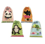 Bismark Animals Bolsa Escolar para Merienda - Medida 22x35cm - Ciere de Tiras - 4 Diseños Diferentes