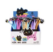 Bismark Animals Gato Boligrafo Tacto Soft con Divertidos Gatitos Negros - Punta Fina - Tinta Gel Color Negro - 6 Diseños Diferentes
