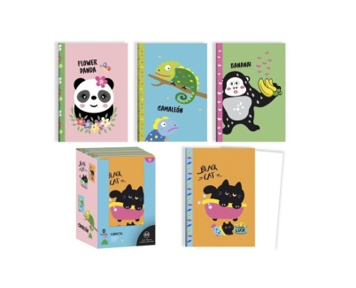 Bismark Animals Libreta Grapada A5 32 Hojas Lisas - Portada con Dise&ntilde;os de Animales - Tacto Soft - 4 Dise&ntilde;os Diferentes