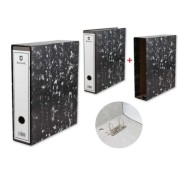 Bismark Archivador A-Z Jaspeado A4 con Funda - Lomo 75mm - Carton Forrado - Tarjetero en el Lomo - Mecanismo de Palanca - Color Negro Jaspeado