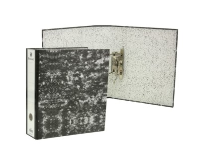 Bismark Archivador A-Z Jaspeado A4 Lomo 75mm - Carton Forrado - Tarjetero en el Lomo - Mecanismo de Palanca - Color Negro Jaspeado