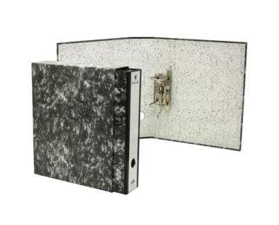 Bismark Archivador A-Z Jaspeado Folio con Funda - Lomo 75mm - Carton Forrado - Tarjetero en el Lomo - Mecanismo de Palanca - Color Negro Jaspeado