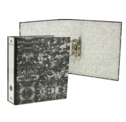 Bismark Archivador A-Z Jaspeado Folio Lomo 75mm - Carton Forrado - Tarjetero en el Lomo - Mecanismo de Palanca - Color Negro Jaspeado