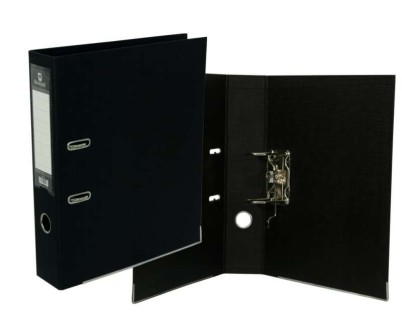 Bismark Archivador A-Z PVC A4 Lomo 75mm - Gran Resistencia - Tarjetero en el Lomo - Cartoneras Metalicas en el Borde Inferior - Mecanismo de Palanca - Color Negro