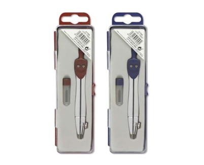 Bismark Basic Compas Escolar Metalico - Incluye Tubo de Minas - Presentado en Estuche de Plastico - Colores Surtidos Aleatorios