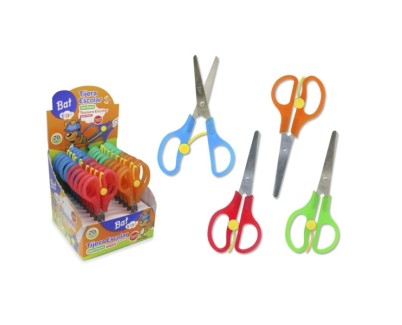 Bismark Bat Tijera Escolar 13cm con Freno - Mangos en Plastico - Punta Roma - 4 Colores Surtidos