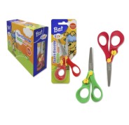 Bismark Bat Tijera Escolar 13cm con Freno Quality - Mangos en Plastico - Punta Roma - 2 Colores Surtidos