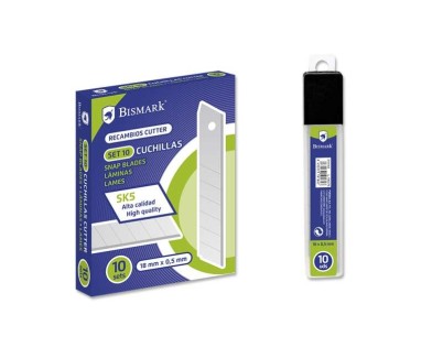 Bismark Blister de 10 Cuchillas de Recambio en Acero de Alta Calidad - Medida 18mmx0.5mm - Acero SK5