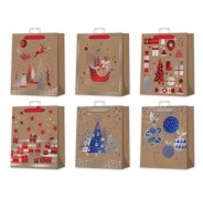 Bismark Bolsa de Papel Kraft Navidad - Impresion Foil - 6 Diseños Diferentes