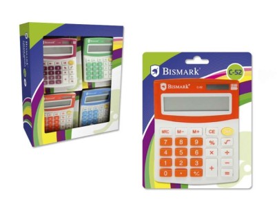 Bismark C-52 Calculadora Escolar de 8 Digitos - Funciones Basicas y Memoria - Alimentacion Solar y a Pilas - Colores Surtidos Aleatorios