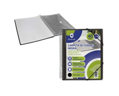 Bismark Carpeta con 40 Fundas Transparentes - Formato A4 - Incluye Sobre Portadocumentos - Cierre de Gomas
