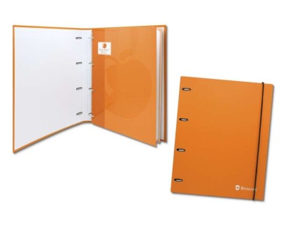 Bismark Carpeta de 4 Anillas con 80 Hojas Cuadricula 4x4 - Formato A4 - Fabricada en Carton - Color Naranja