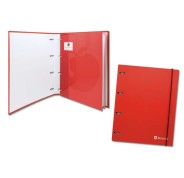 Bismark Carpeta de 4 Anillas con 80 Hojas Cuadricula 4x4 - Formato A4 - Fabricada en Carton - Color Rojo