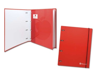 Bismark Carpeta de 4 Anillas con 80 Hojas Cuadricula 4x4 - Formato A4 - Fabricada en Carton - Color Rojo