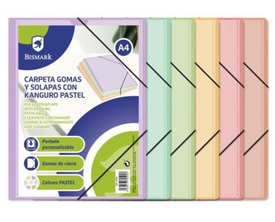 Bismark Carpeta de Gomas A4 Kanguro con Solapas - Colores Pastel Surtidos