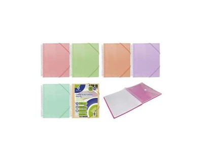 Bismark Carpeta Espiral 30 Fundas Transparentes - Polipropileno - Tamaño A4 - Espiral Plastica Indeformable - Apertura 360 Grados - Gomas de Cierre - Colores Pastel